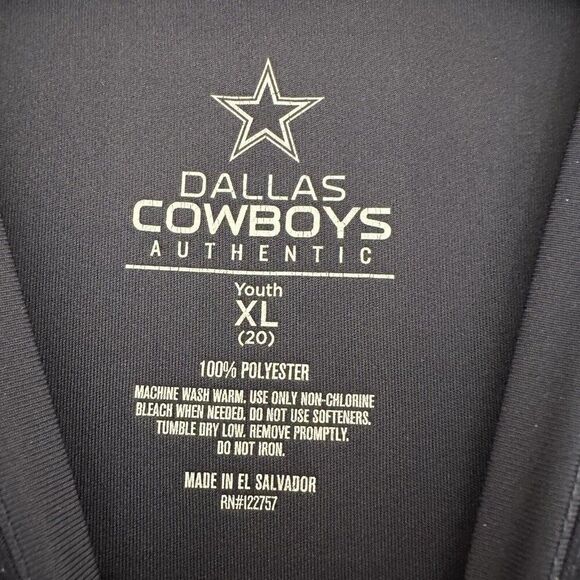 Dallas Cowboys NFL Shirt Boys XL Blue Authentic Short Sleeve Performance Kids - Picture 2 of 6